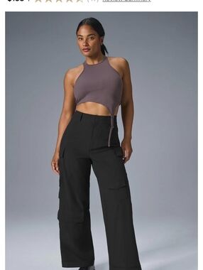 ALO Yoga Women's Black Straight-Leg Wide-Leg Cargo Pants, Size M, No Zise Tags